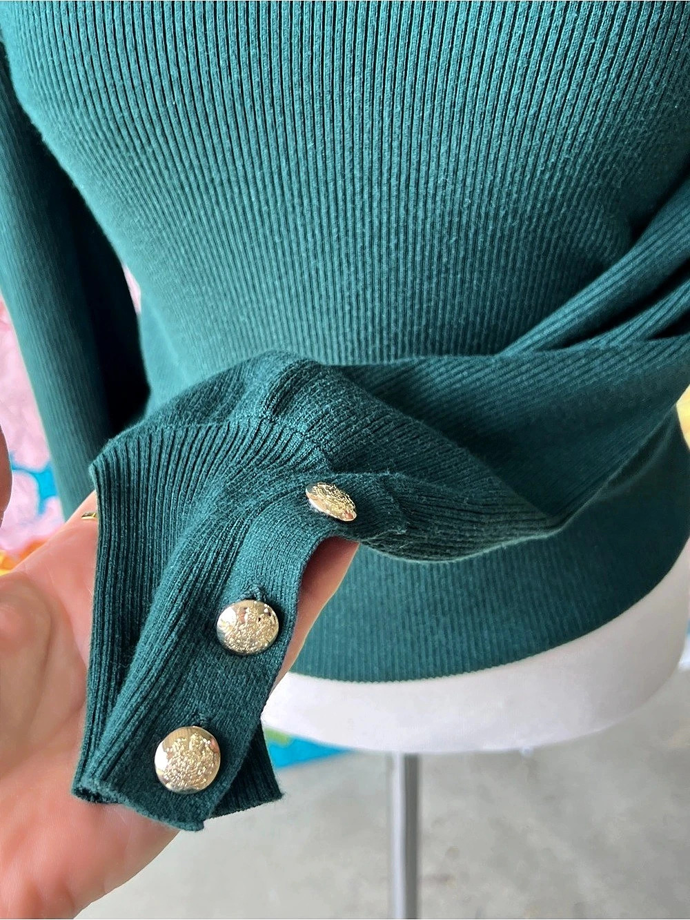 Lauren Ralph Lauren Ribbed Turtleneck Sweater Green Size Medium - Picture 6 of 10